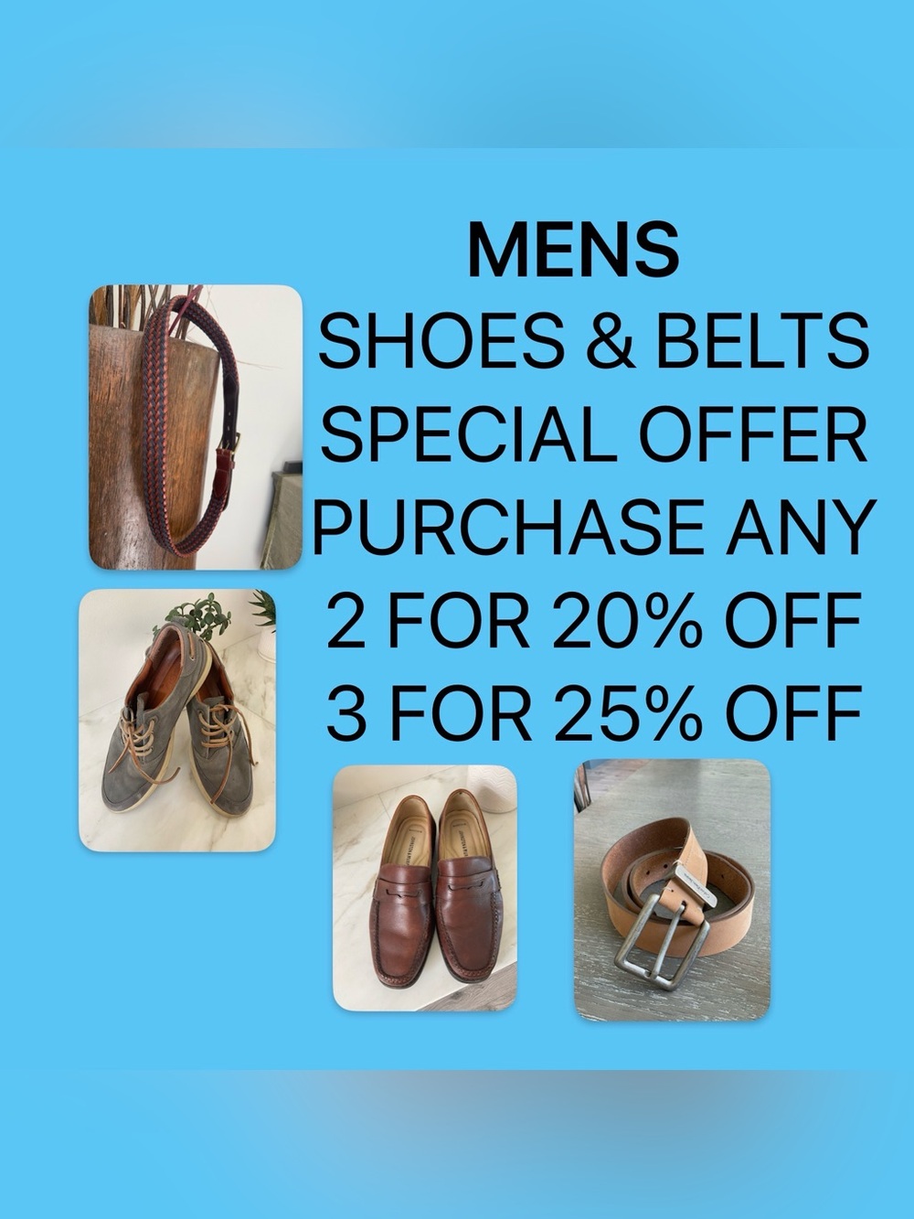 SUNDAY MEN’S FLASH OFFER SALE ON ALL MEN’S SHOES AND MEN’S BELTS